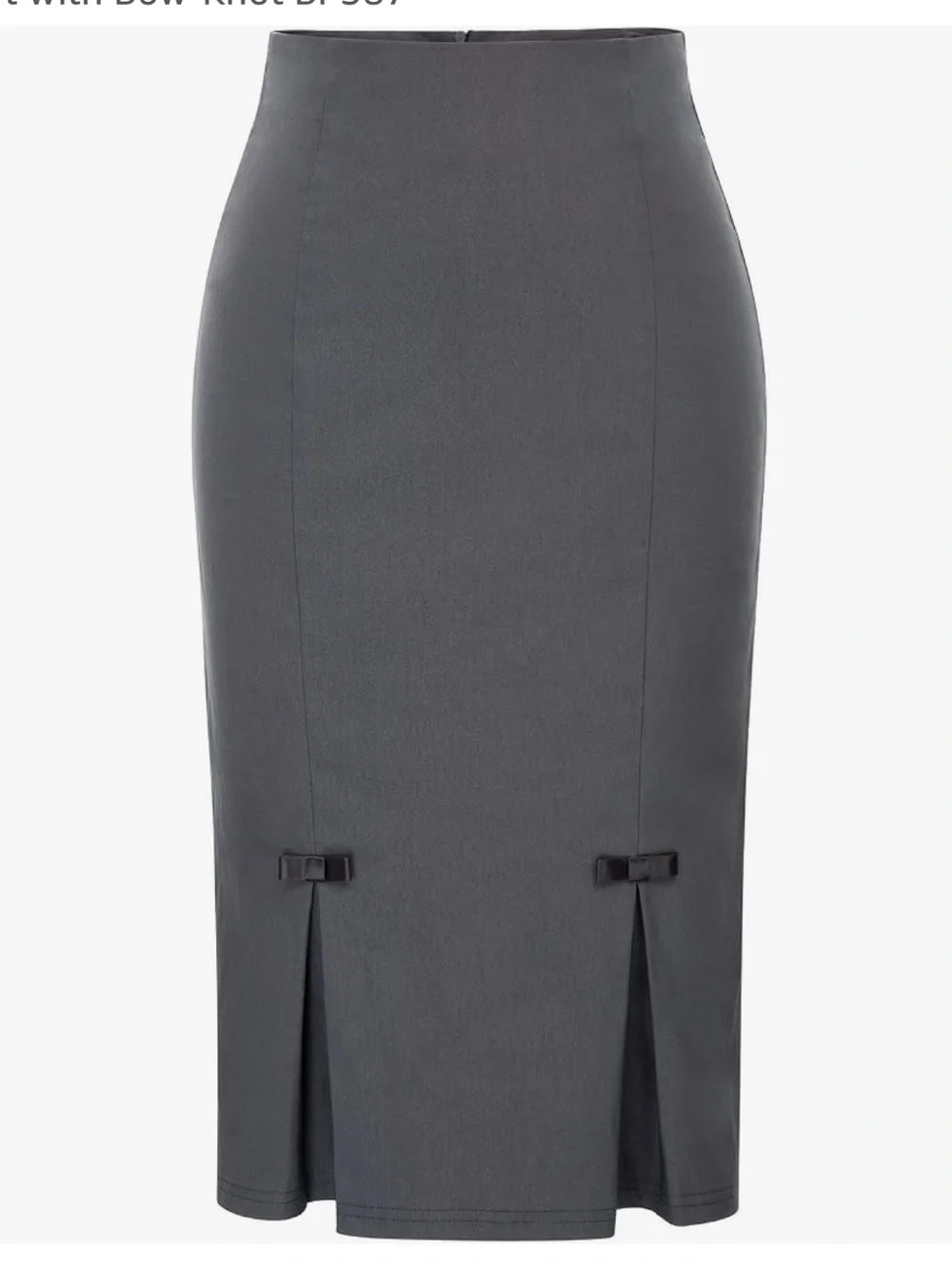 Belle Poque Charcoal Pencil Midi Skirt with Bow Detail, Small, EUC